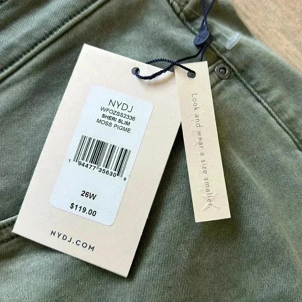 NWT NYDJ Sheri Slim Ankle Jeans In Moss Pigment Plus Sz 26W - Picture 5 of 8